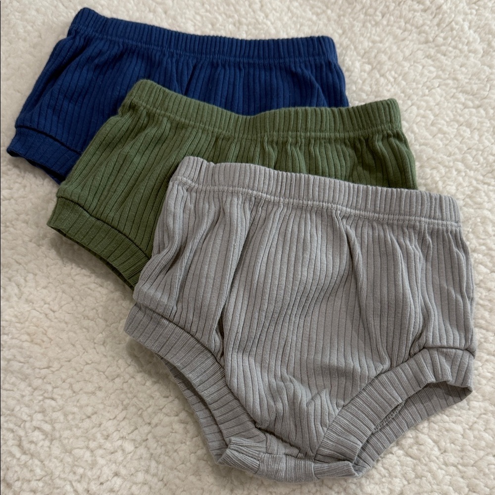 Cloud Island Ribbed Diaper Covers - Navy, Olive, and Gray. So Of 3.